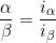 \begin{equation*}\frac{\alpha}{\beta}=  \frac{i_\alpha}{i_\beta} \end{equation*}