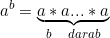 \begin{equation*}a^b= \underbrace{a*a...*a}_{b\quad darab} \end{equation*}